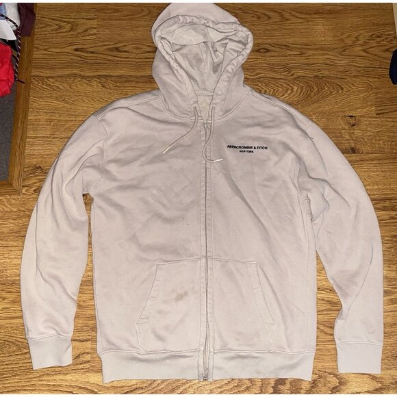 Abercrombie & Fitch Mens Beige Full Zip Hoodie Sweatshirt Large - Picture 1 of 4
